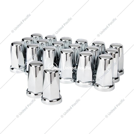 United Pacific 33Mm X 3-1/4 Chrome Plastic Tall Nut Covers With Flange - Push-On  20PK 10059